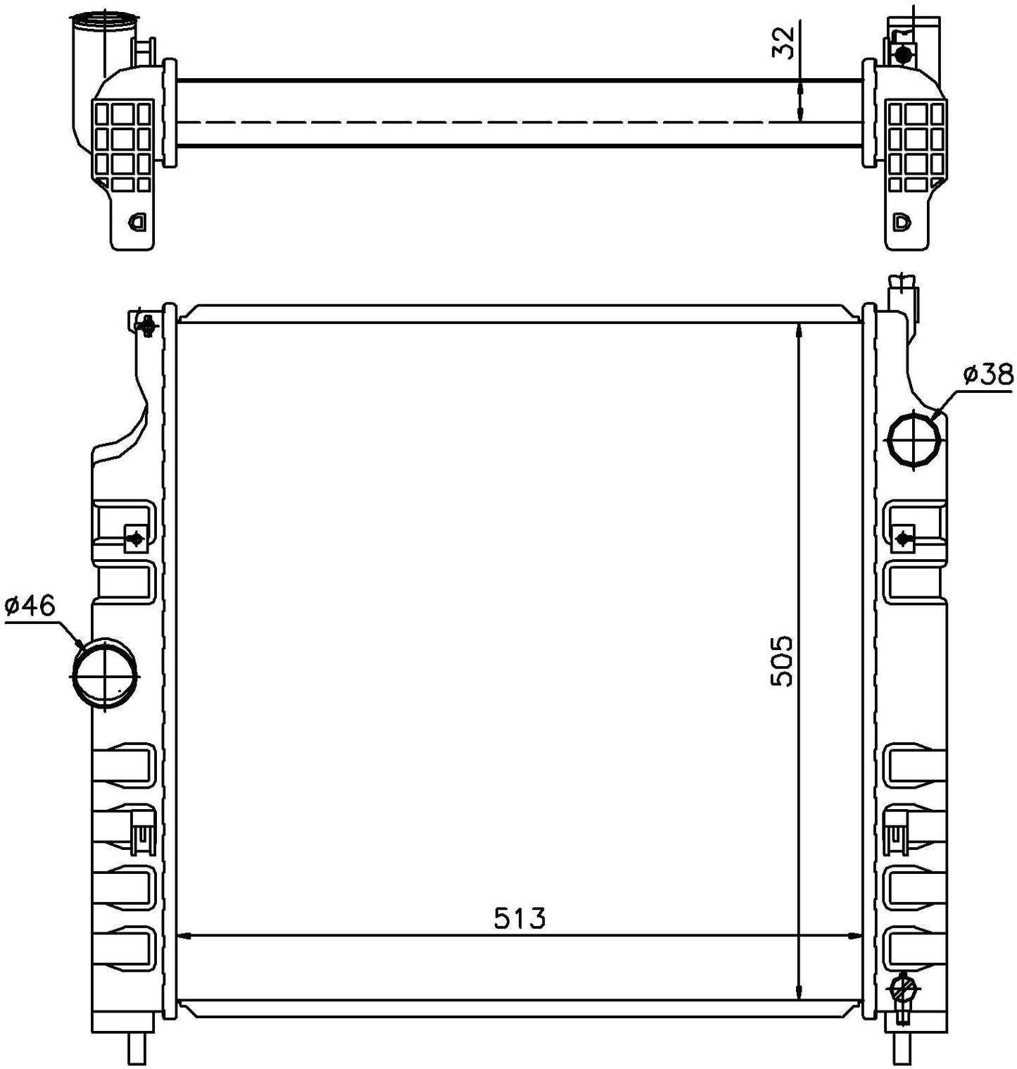 Angle View of Front Radiator NISSENS 61026