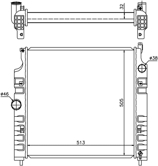 Angle View of Front Radiator NISSENS 61026