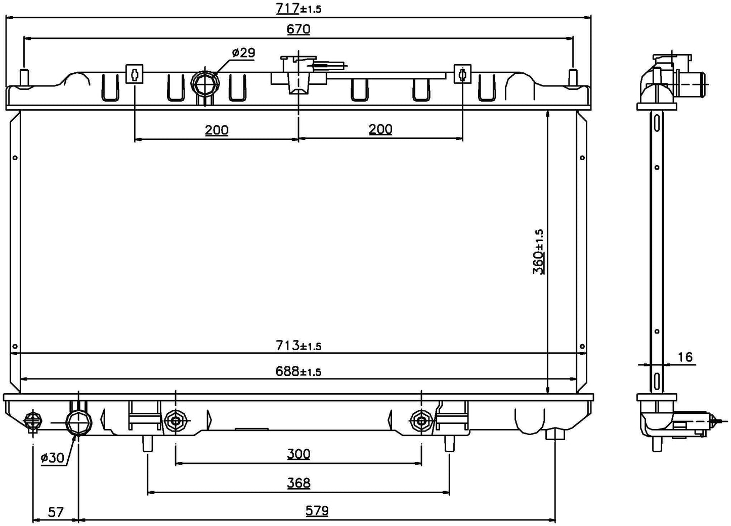 Angle View of Front Radiator NISSENS 69460