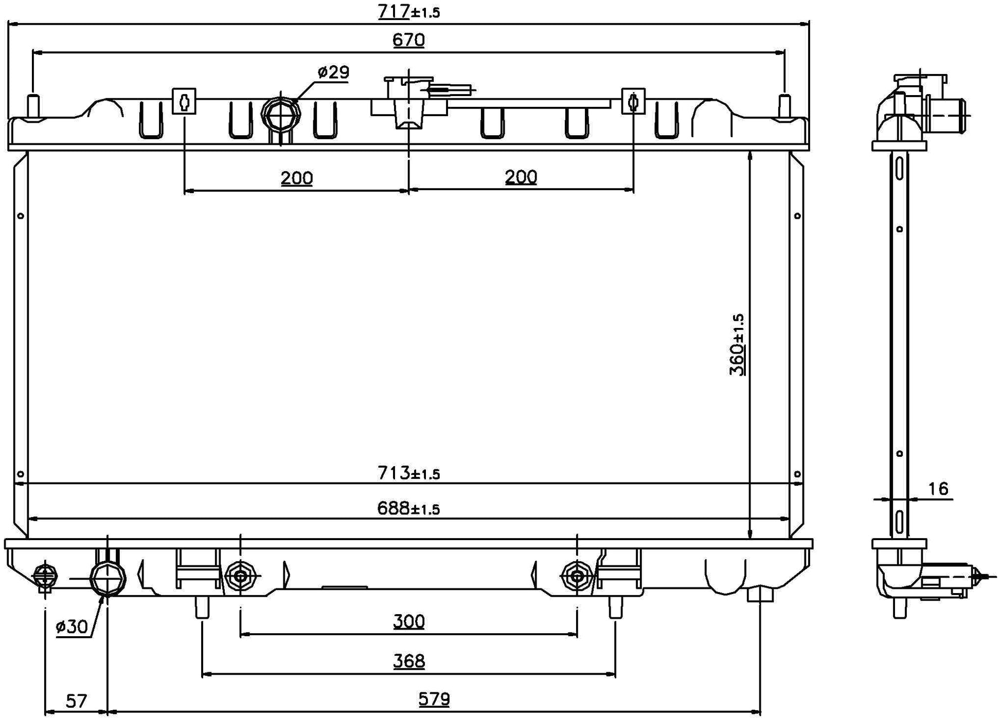 Angle View of Front Radiator NISSENS 69460