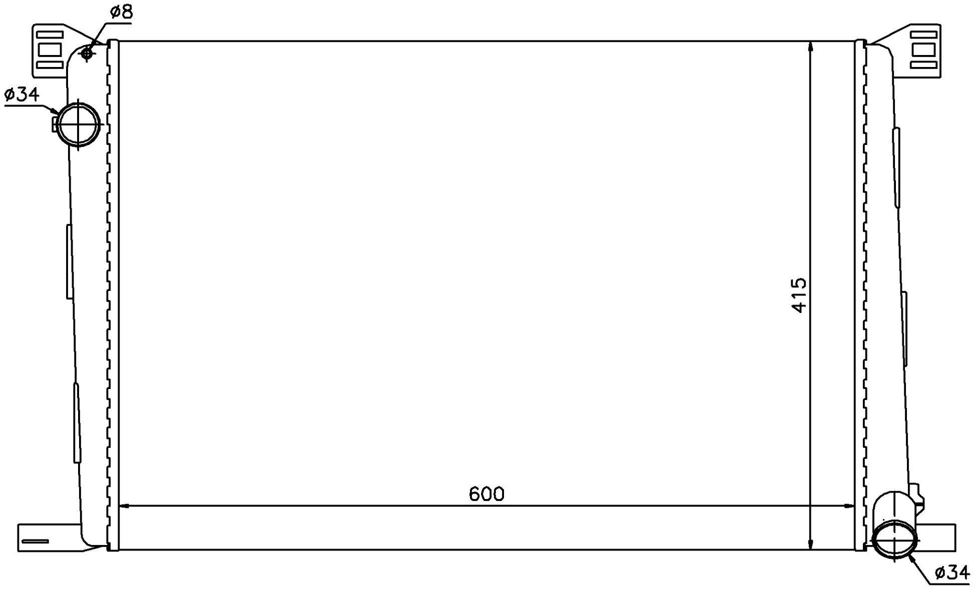 Angle View of Front Radiator NISSENS 69706