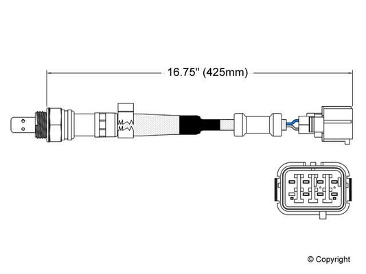 Top View of Rear Oxygen Sensor WALKER 250-25001