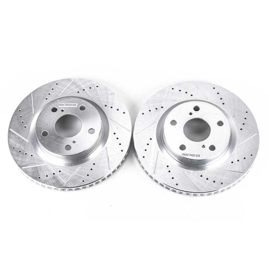 Front Disc Brake Rotor Set POWERSTOP JBR1127XPR For Lexus Toyota Pontiac Scion