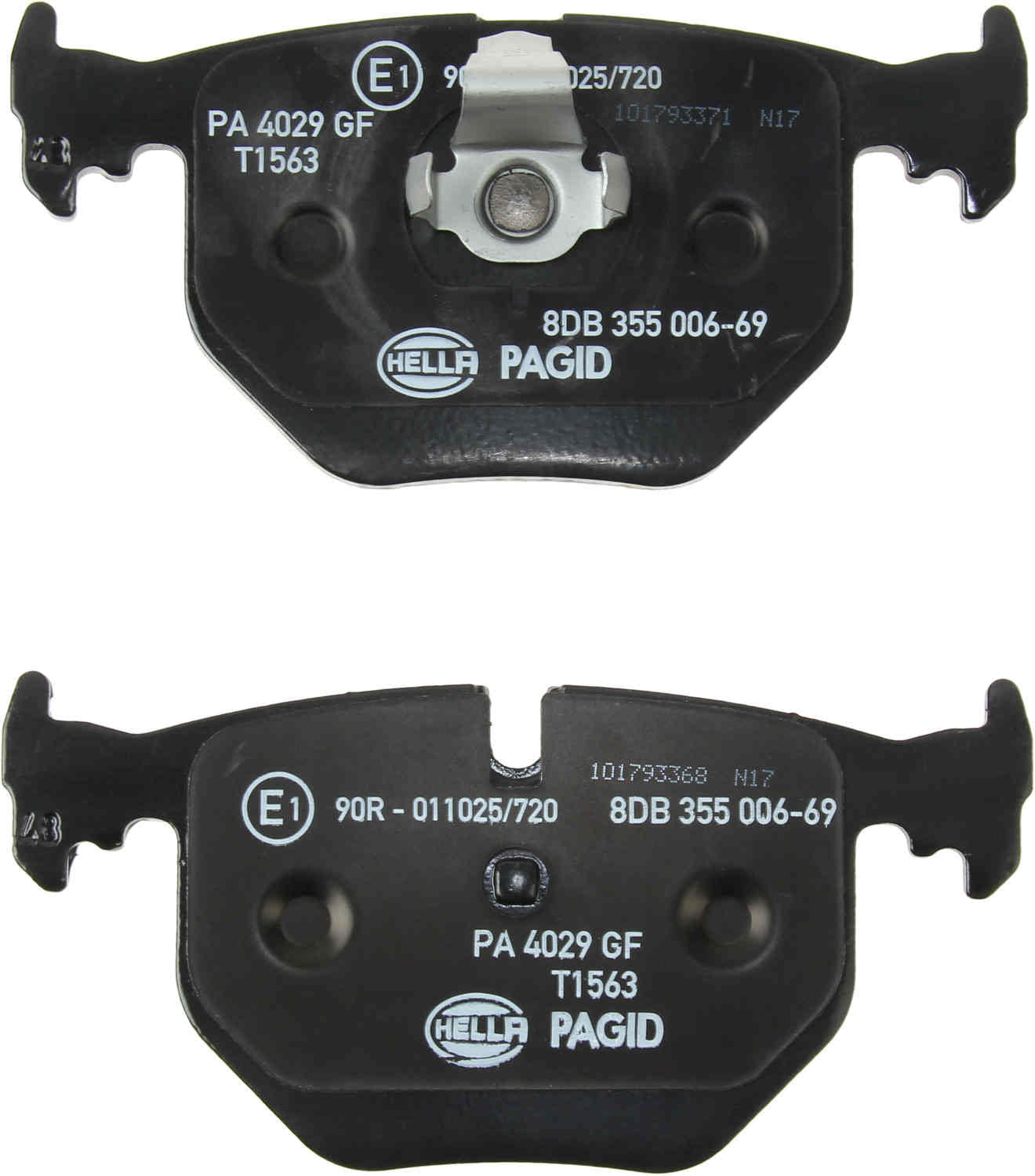 Bottom View of Rear Disc Brake Pad Set PAGID 355006691