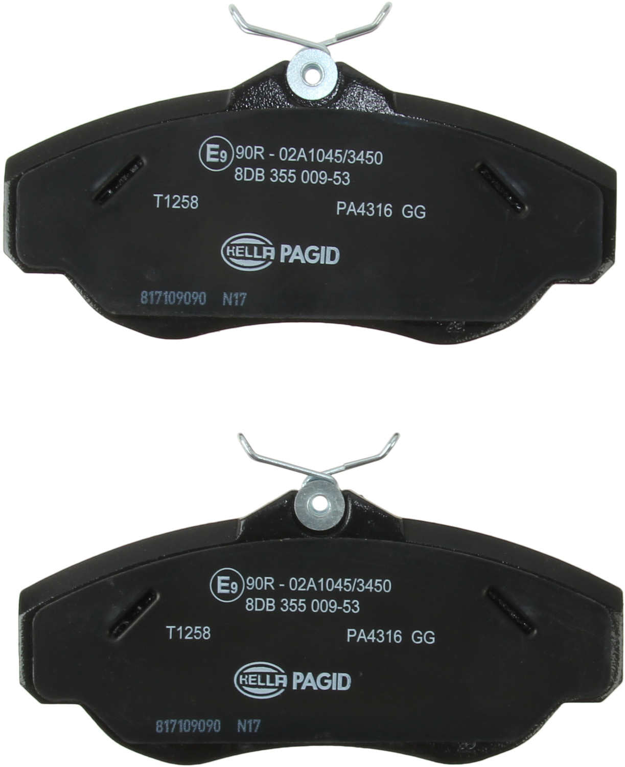 Back View of Front Disc Brake Pad Set PAGID 355009531