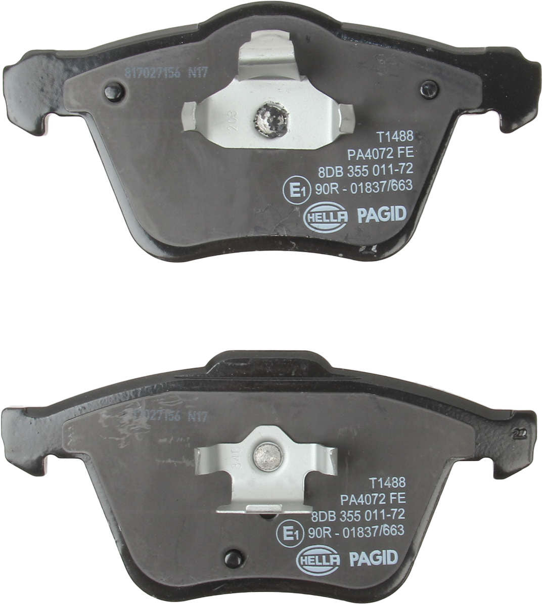 Back View of Front Disc Brake Pad Set PAGID 355011721