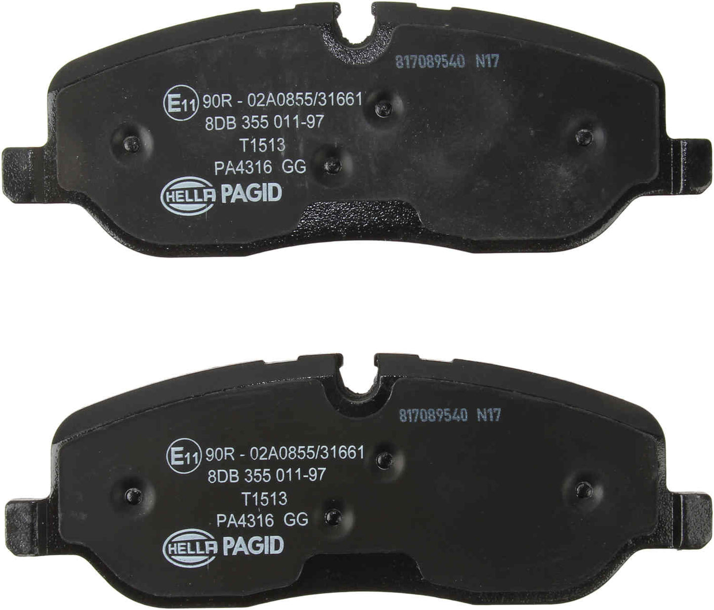 Bottom View of Front Disc Brake Pad Set PAGID 355011971