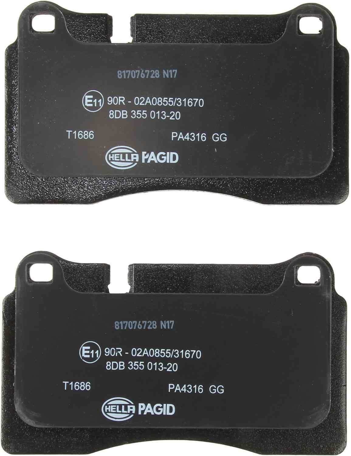 Back View of Front Disc Brake Pad Set PAGID 355013201