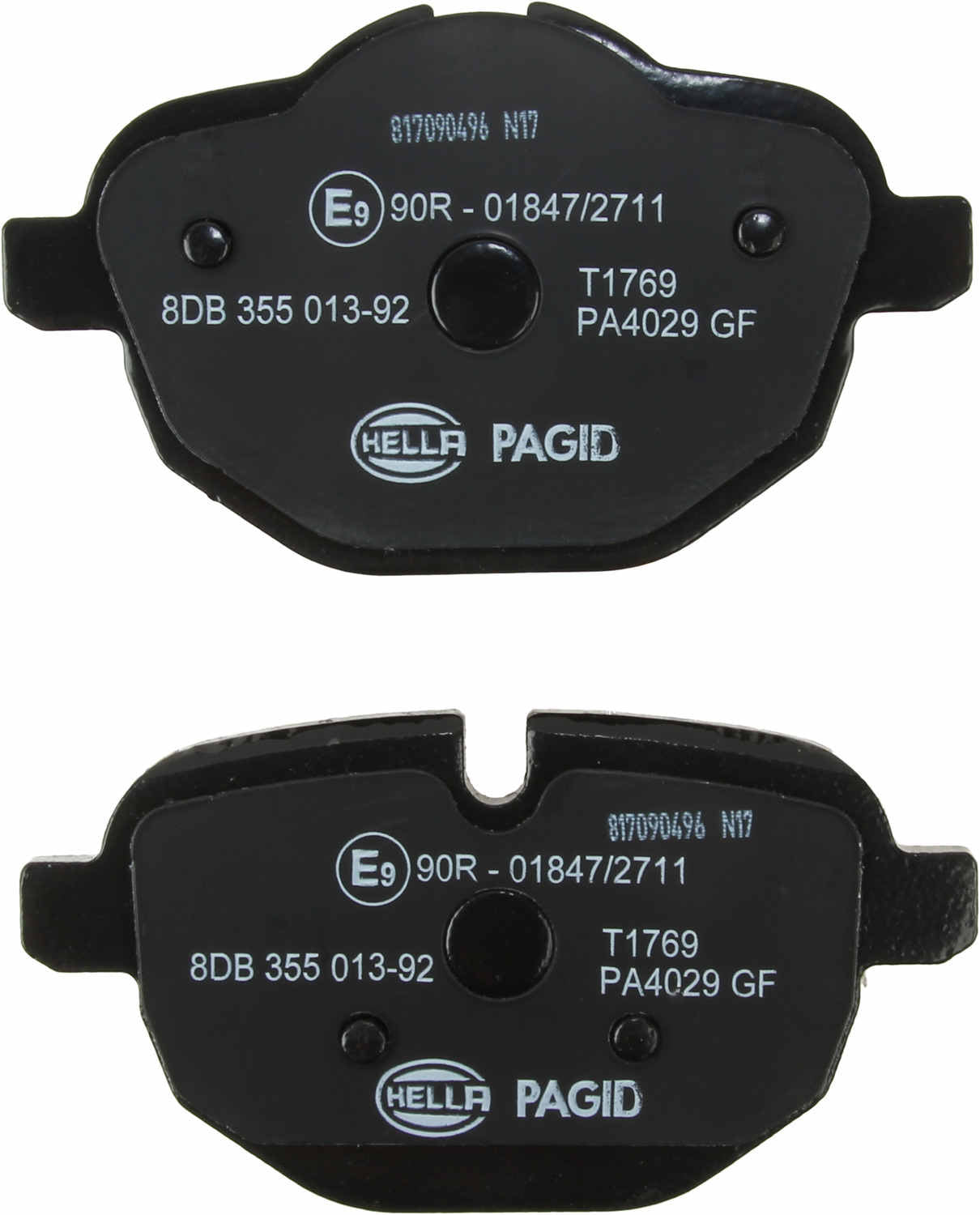 Bottom View of Rear Disc Brake Pad Set PAGID 355013921