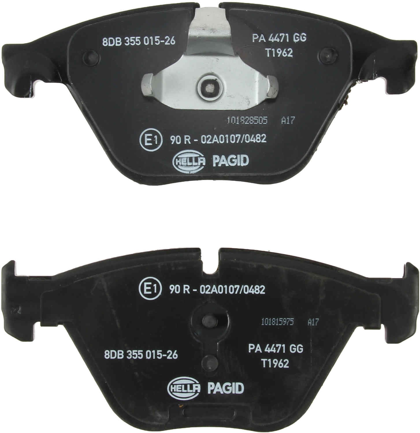 Bottom View of Front Disc Brake Pad Set PAGID 355015261