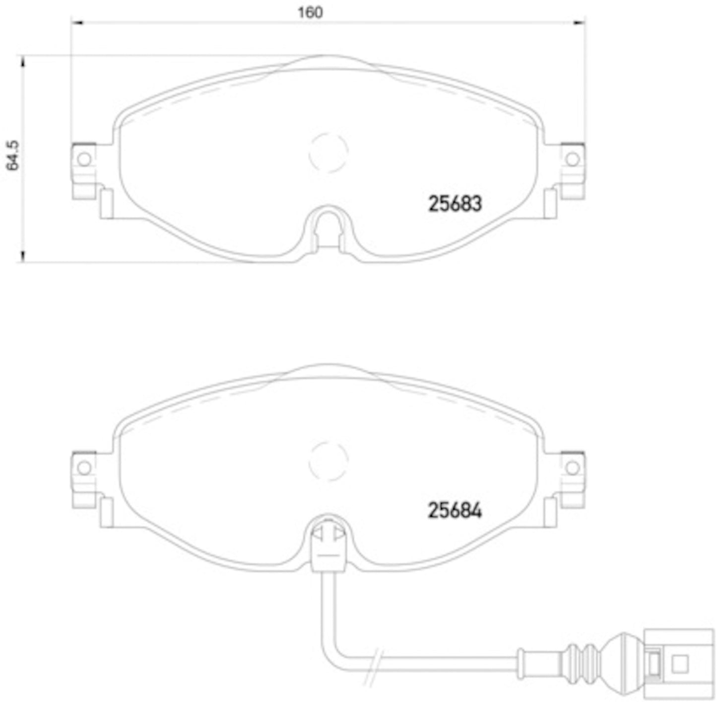 Front View of Front Disc Brake Pad Set PAGID 355020191