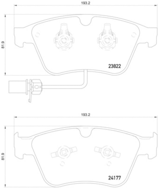 Front View of Front Disc Brake Pad Set PAGID 355020441