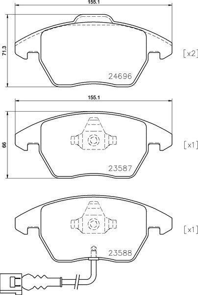 Front View of Front Disc Brake Pad Set PAGID 355023161