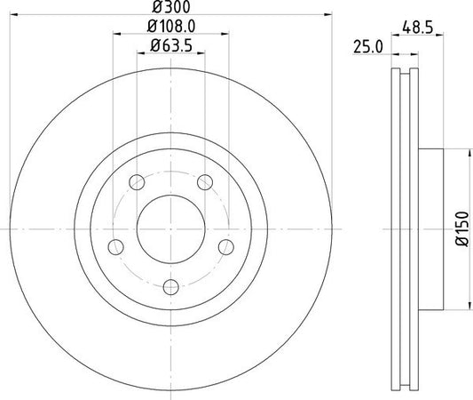 Front View of Front Disc Brake Rotor PAGID 355112192