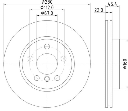 Front View of Front Disc Brake Rotor PAGID 355123481