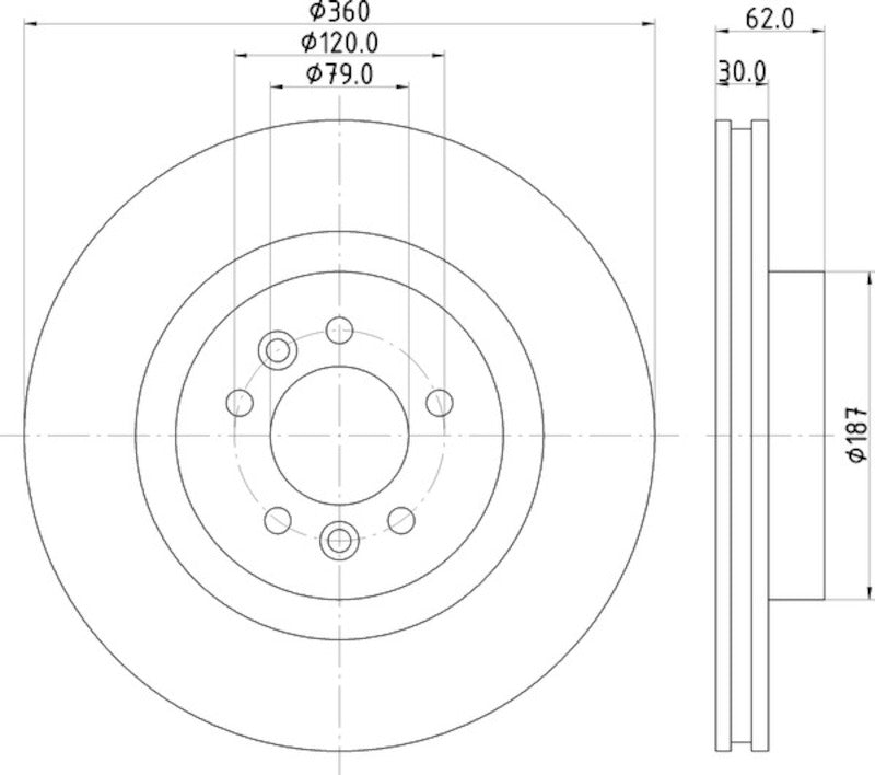 Front View of Front Disc Brake Rotor PAGID 355125251