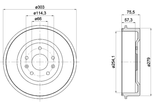 Front View of Rear Brake Drum PAGID 355301731