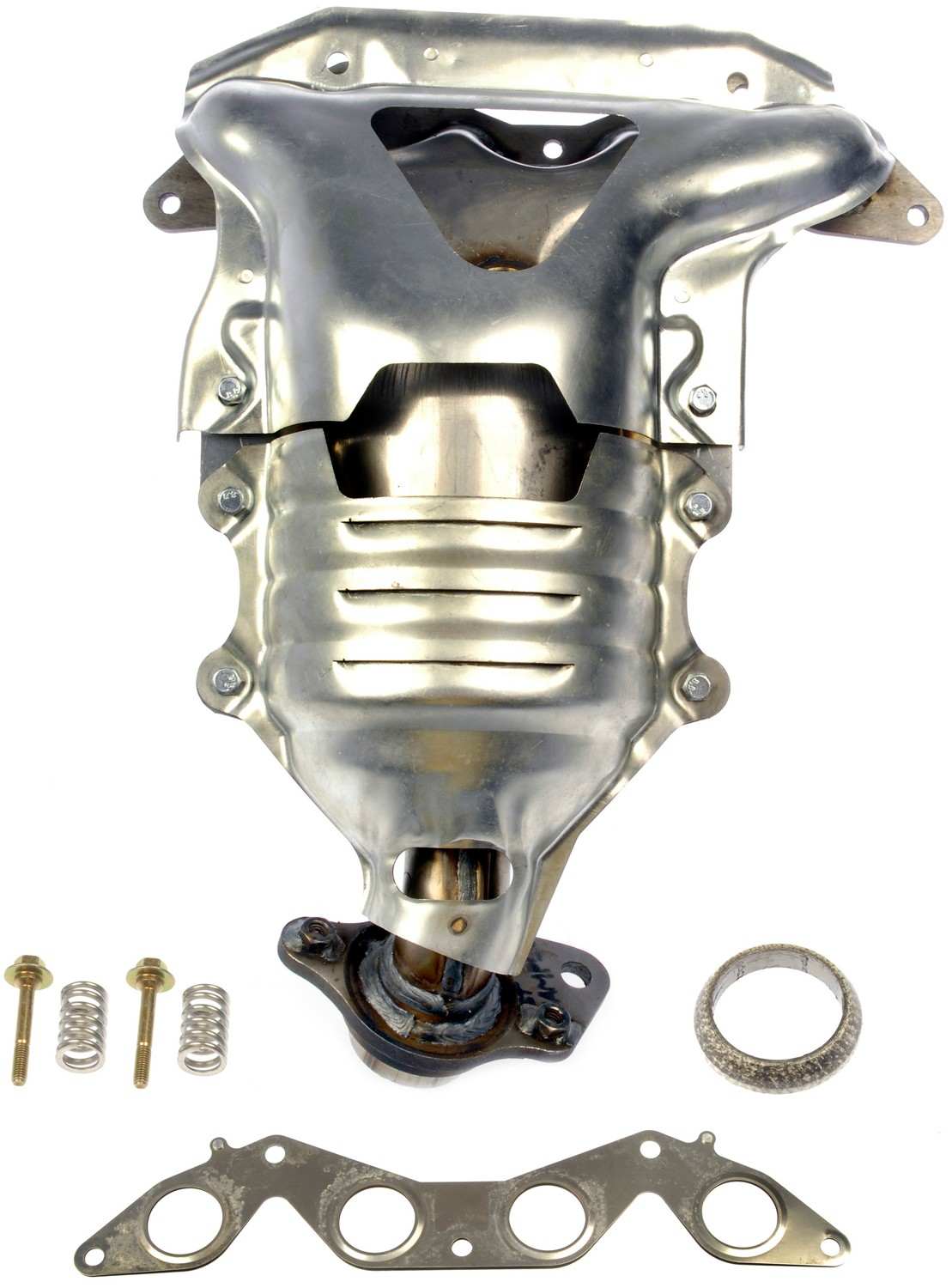 Angle View of Catalytic Converter with Integrated Exhaust Manifold DORMAN 673-608