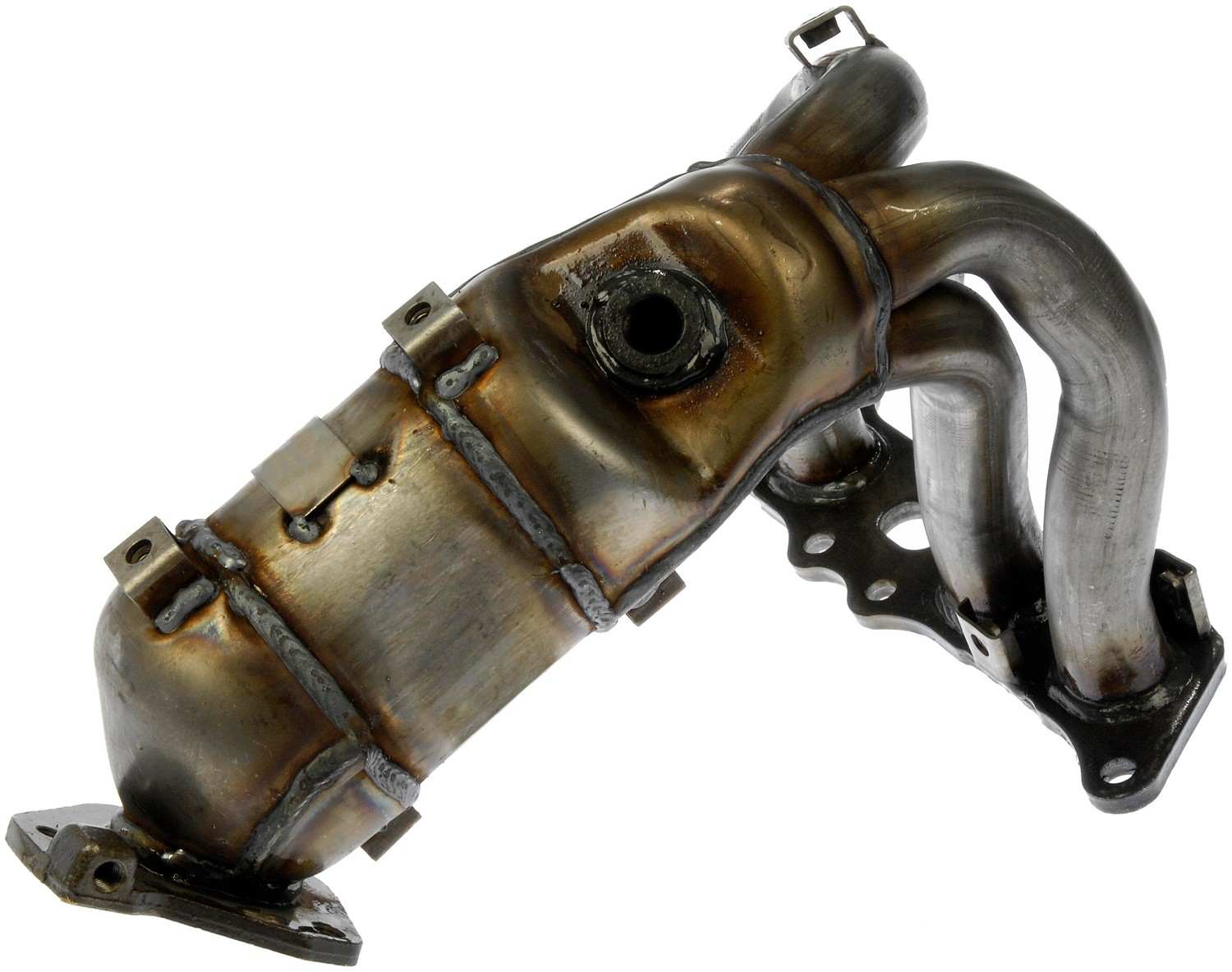 Angle View of Catalytic Converter with Integrated Exhaust Manifold DORMAN 673-975