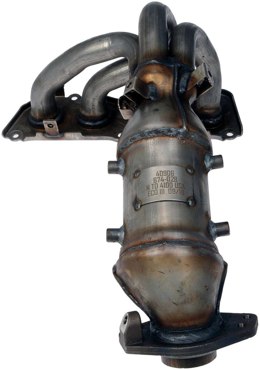 Top View of Front Catalytic Converter with Integrated Exhaust Manifold DORMAN 674-028