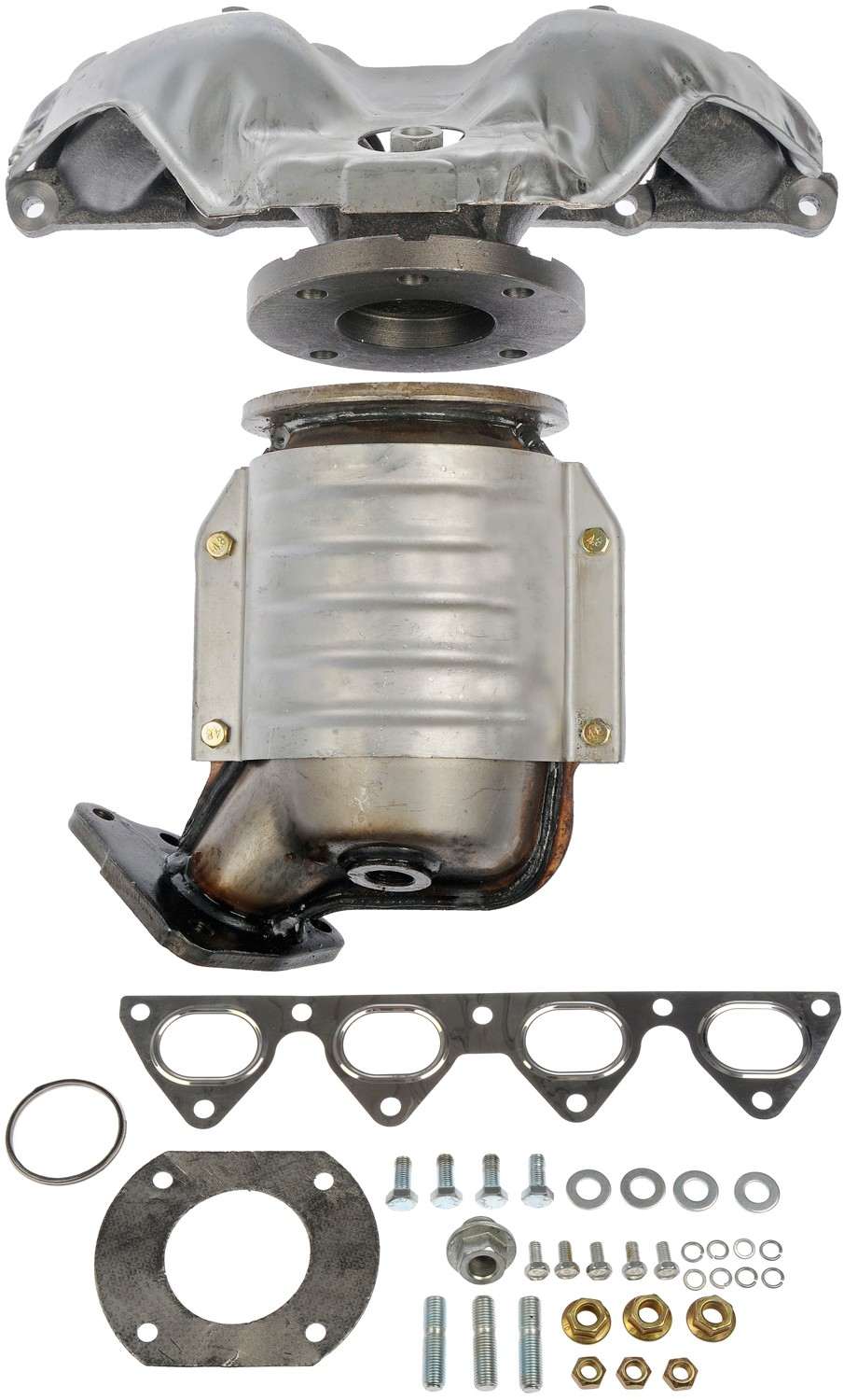 Angle View of Catalytic Converter with Integrated Exhaust Manifold DORMAN 674-439