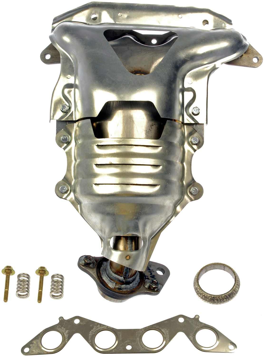 Angle View of Catalytic Converter with Integrated Exhaust Manifold DORMAN 674-608