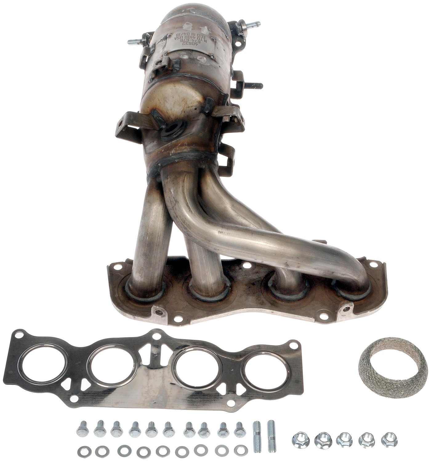 Angle View of Catalytic Converter with Integrated Exhaust Manifold DORMAN 674-676