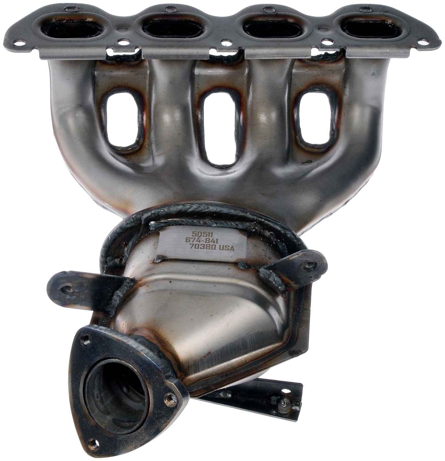 Back View of Catalytic Converter with Integrated Exhaust Manifold DORMAN 674-841