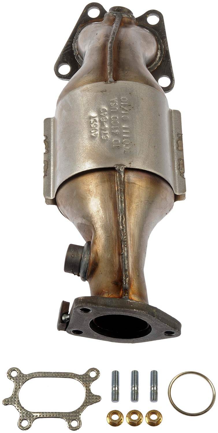 Angle View of Rear Catalytic Converter with Integrated Exhaust Manifold DORMAN 674-849