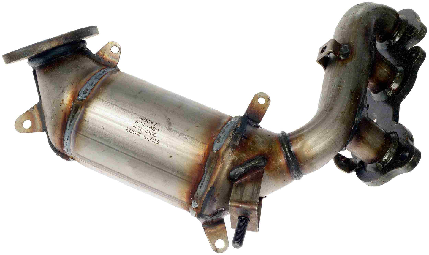 Top View of Rear Catalytic Converter with Integrated Exhaust Manifold DORMAN 674-880