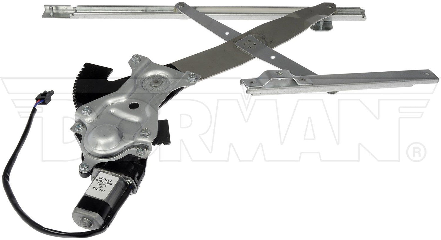 Back View of Front Left Power Window Motor and Regulator Assembly DORMAN 741-758