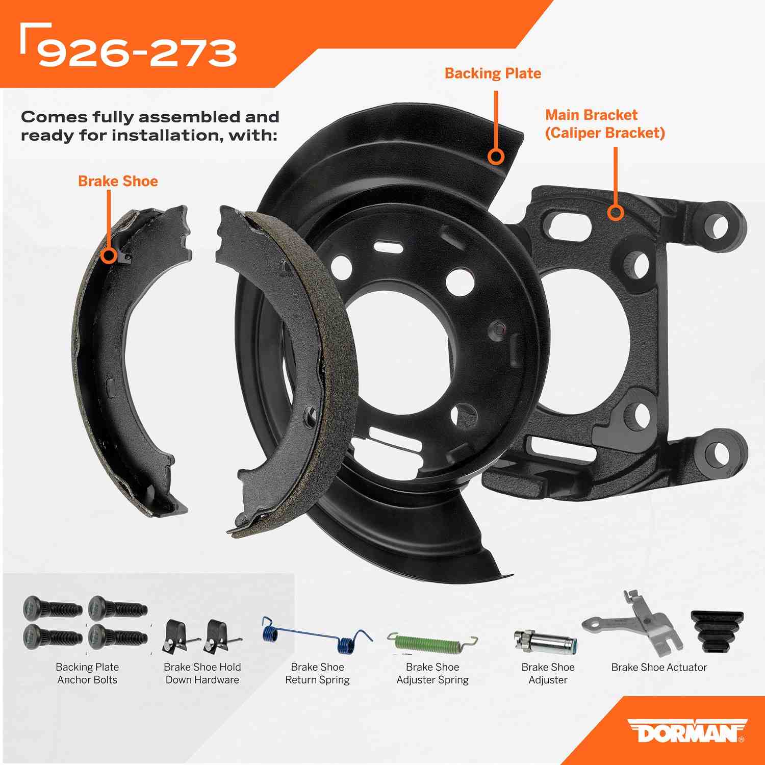 Connector View of Rear Left Brake Backing Plate DORMAN 926-273