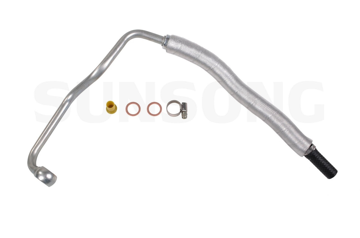 Front View of Power Steering Return Line Hose Assembly SUNSONG 3403750