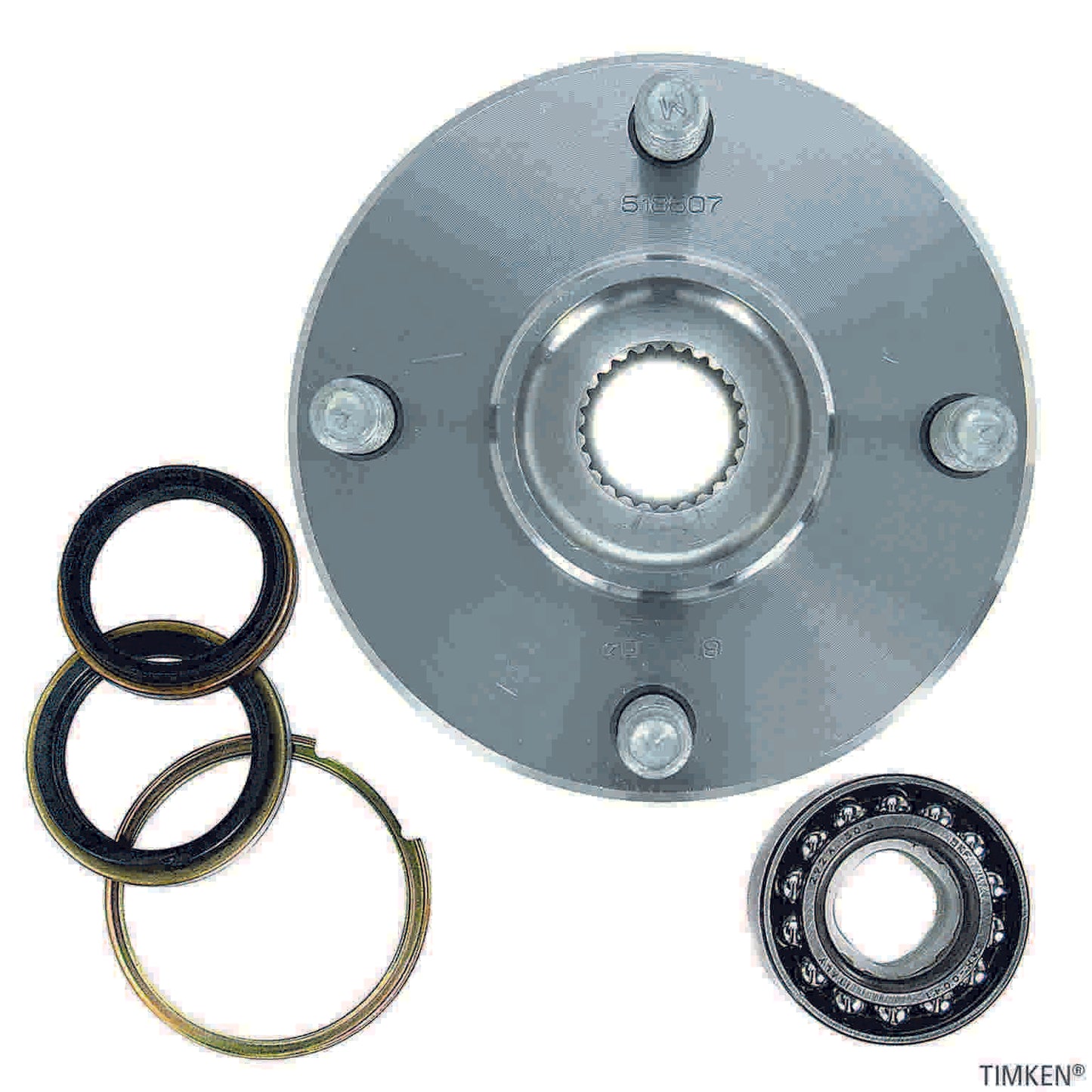 Front Wheel Bearing and Hub Assembly (Replacement Recommended) TIMKEN 518507 For Toyota Geo Chevrolet Corolla Prizm