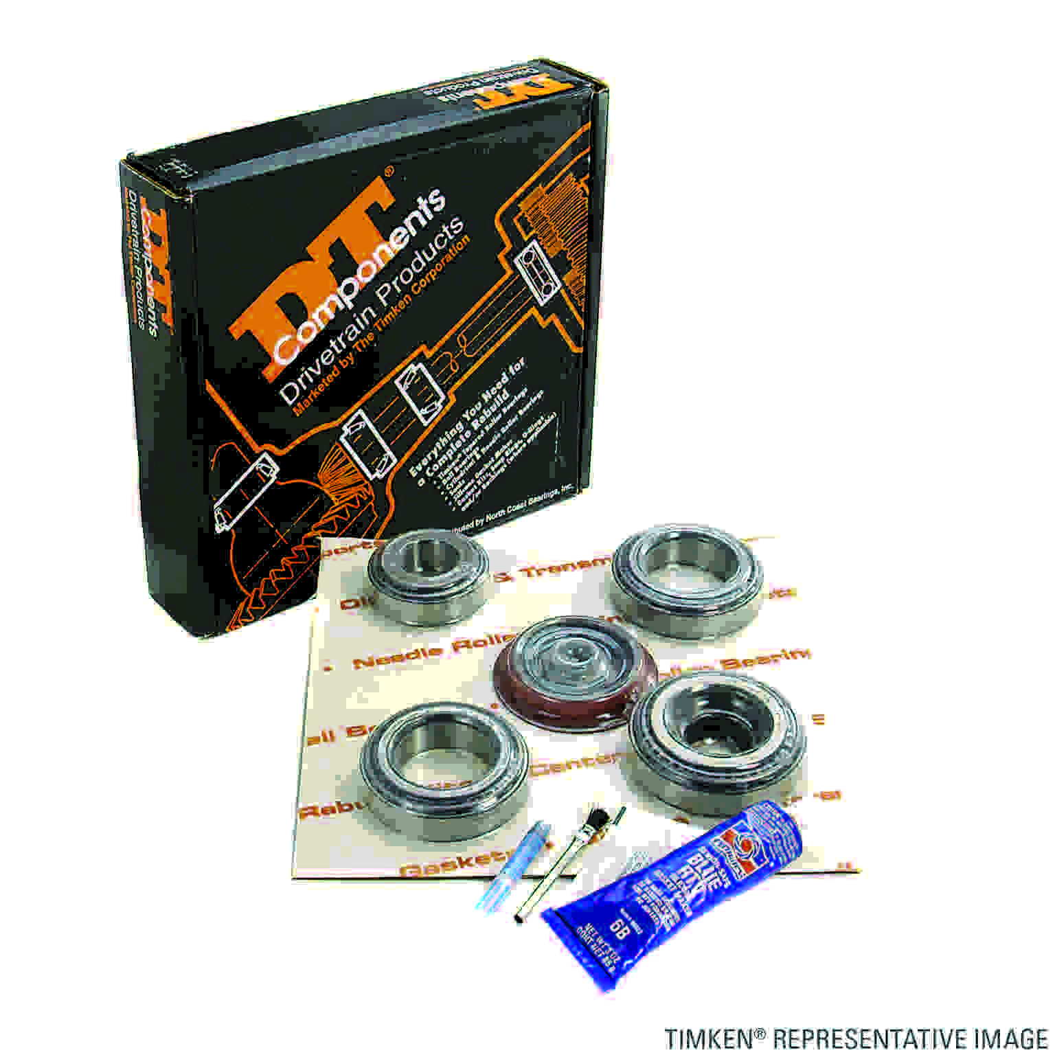 Angle View of Rear Axle Differential Bearing and Seal Kit TIMKEN DRK317
