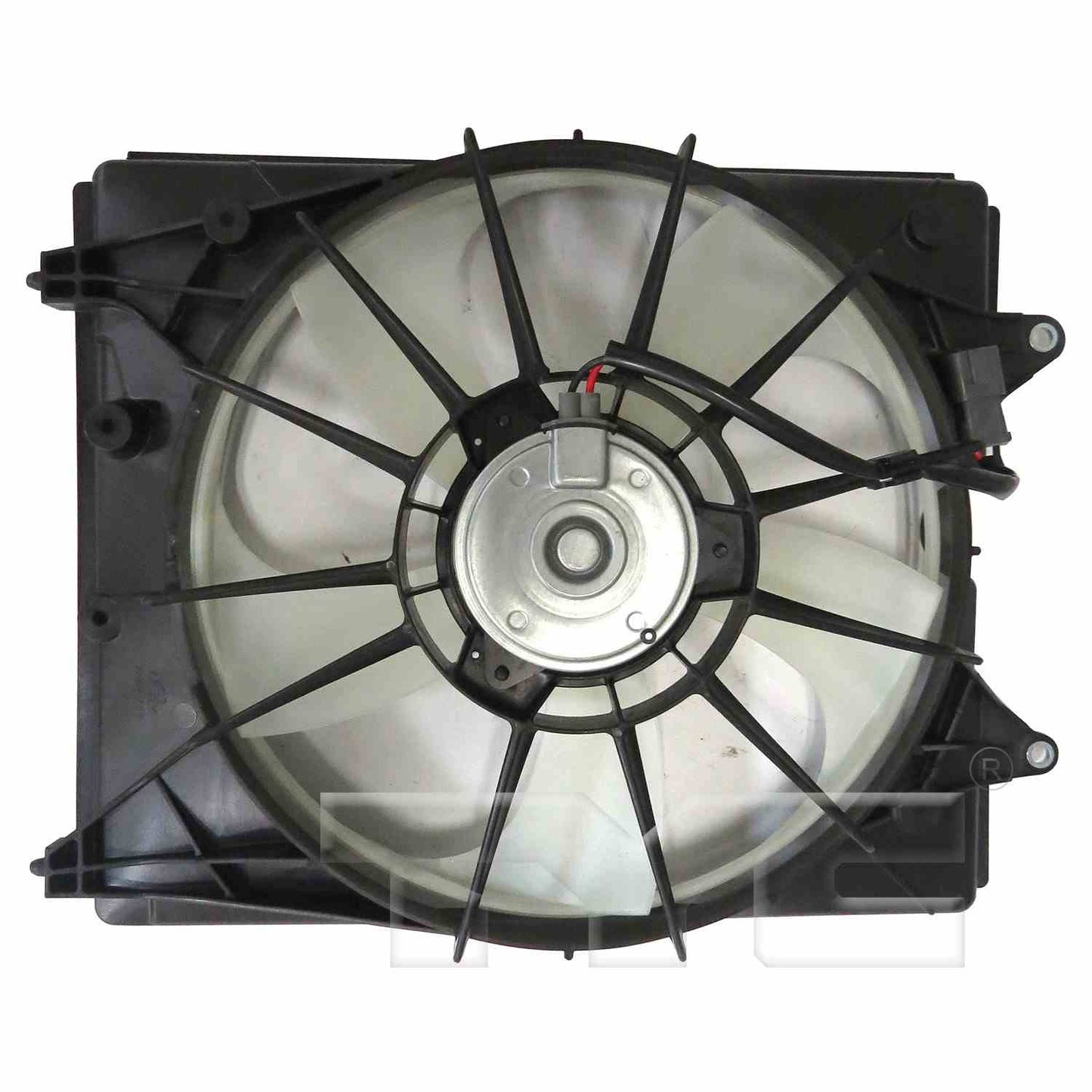 Back View of Left Dual Radiator and Condenser Fan Assembly TYC 601560