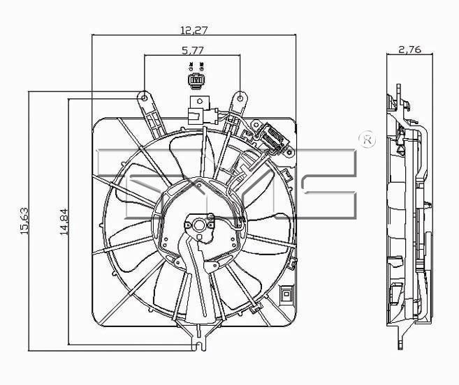 Front View of A/C Condenser Fan Assembly TYC 611010