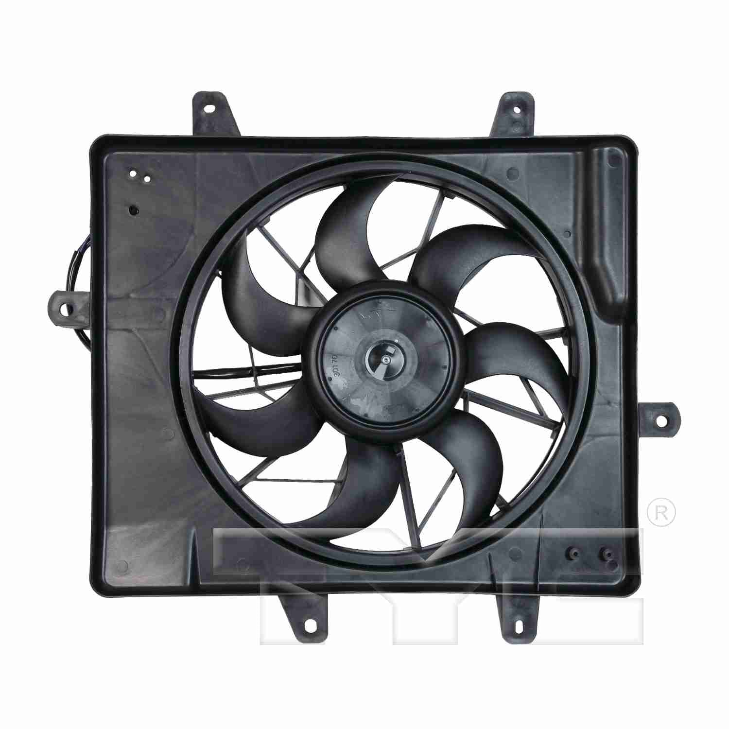 Front View of Dual Radiator and Condenser Fan Assembly TYC 620440