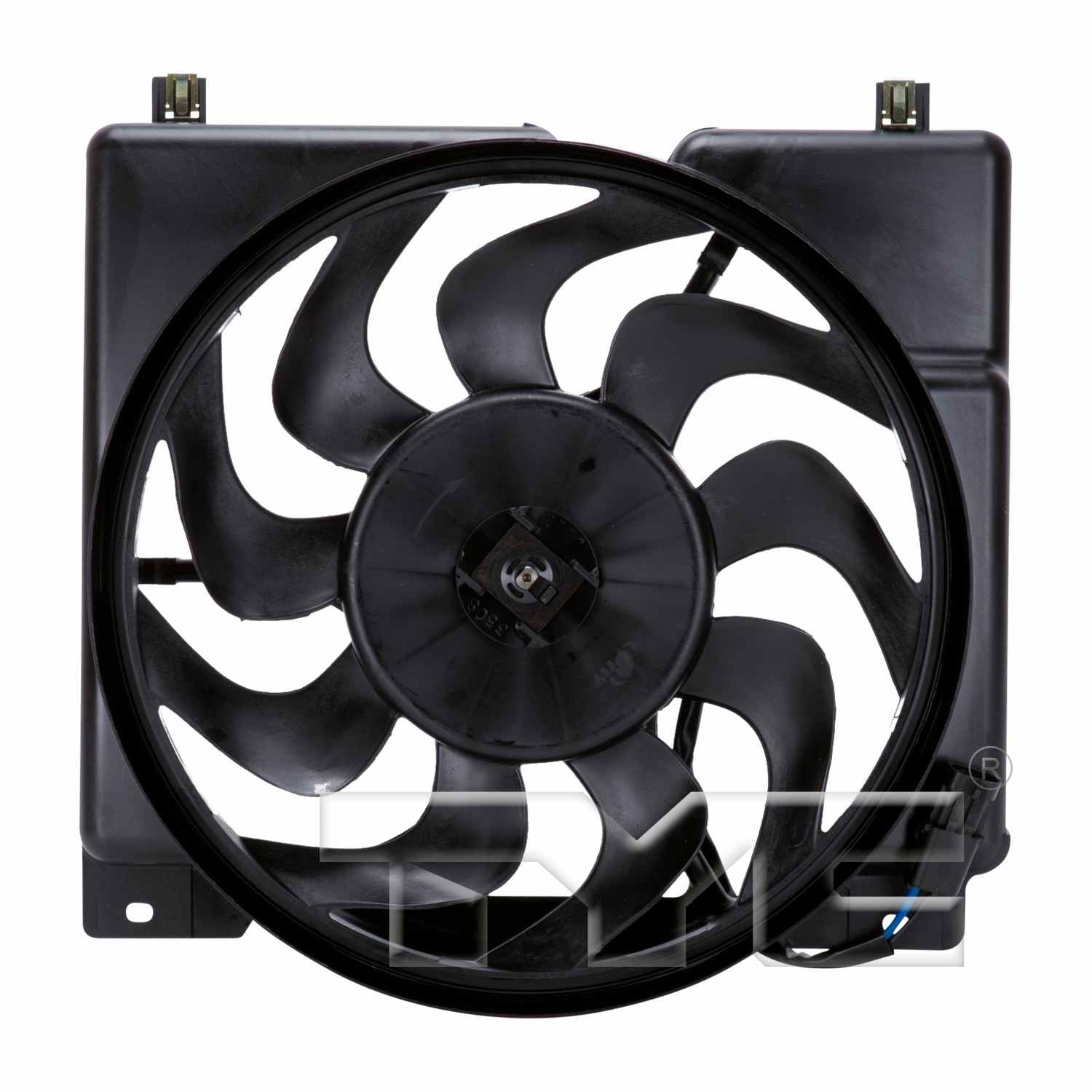 Front View of Dual Radiator and Condenser Fan Assembly TYC 620550