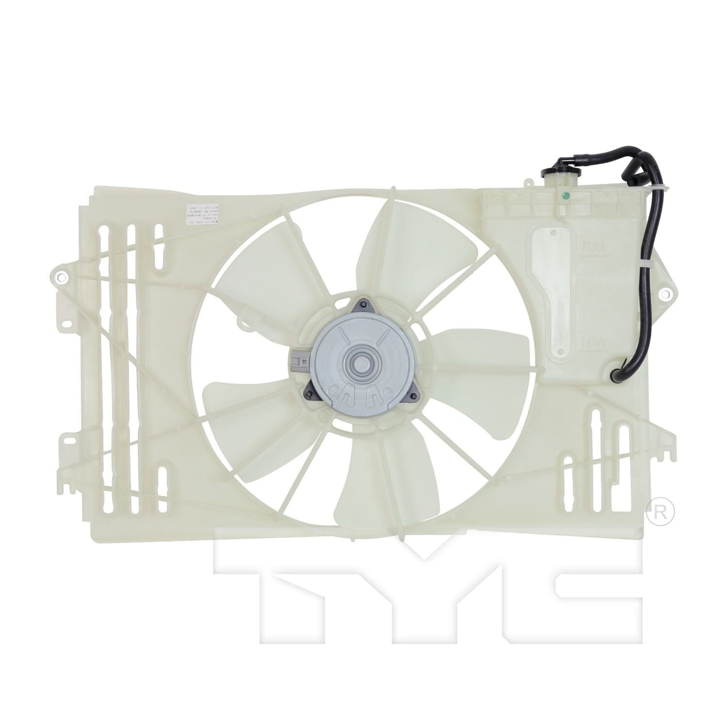 Back View of Dual Radiator and Condenser Fan Assembly TYC 620630