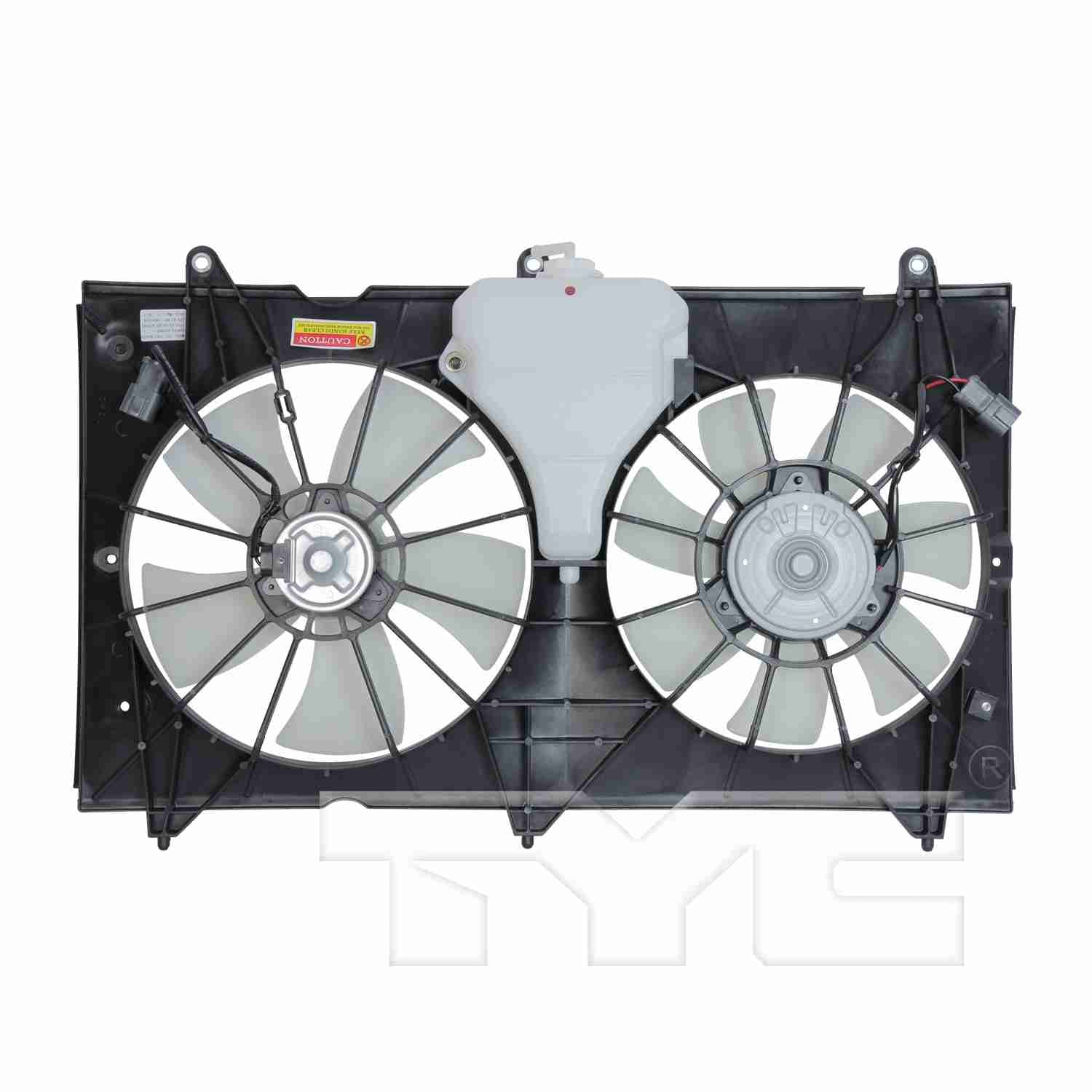 Back View of Dual Radiator and Condenser Fan Assembly TYC 620690