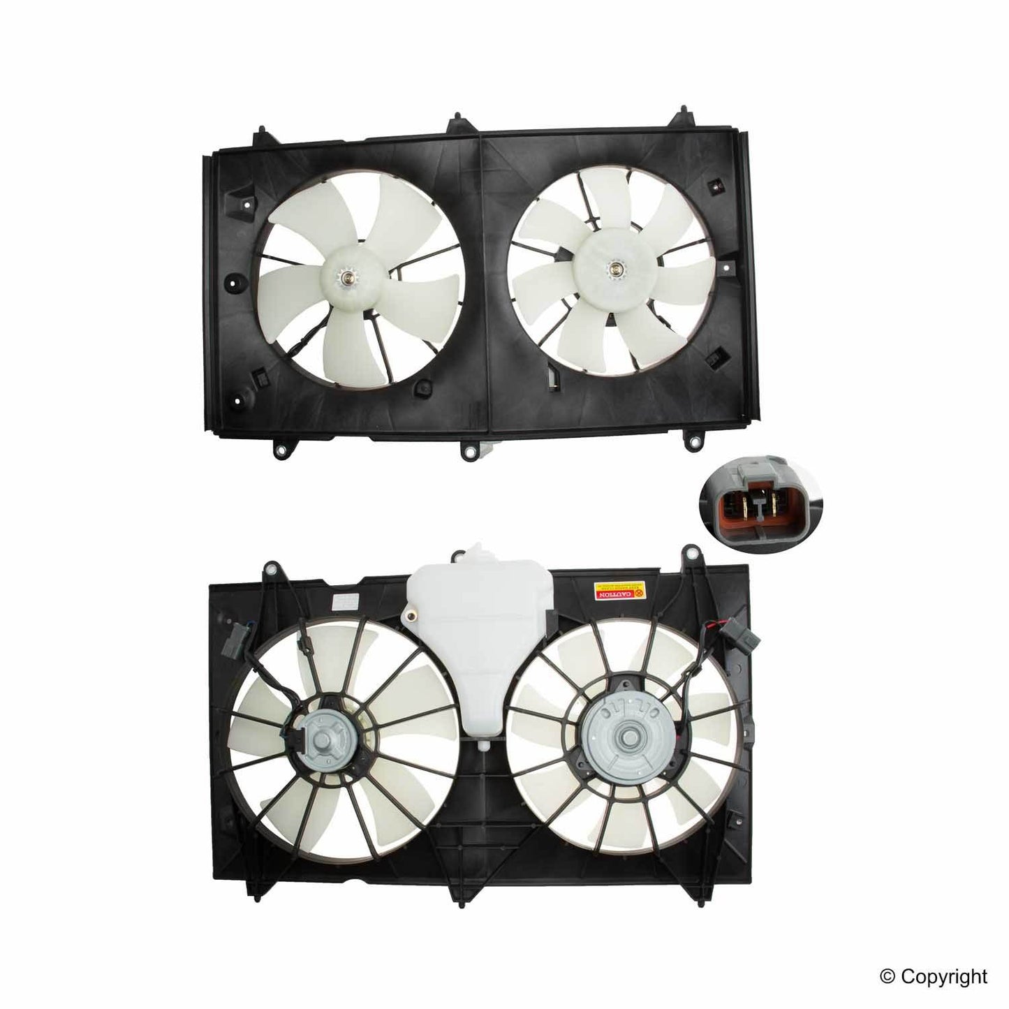 Top View of Dual Radiator and Condenser Fan Assembly TYC 620690