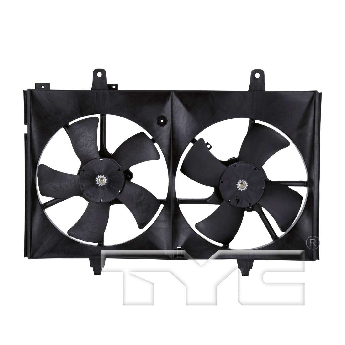 Front View of Dual Radiator and Condenser Fan Assembly TYC 620760