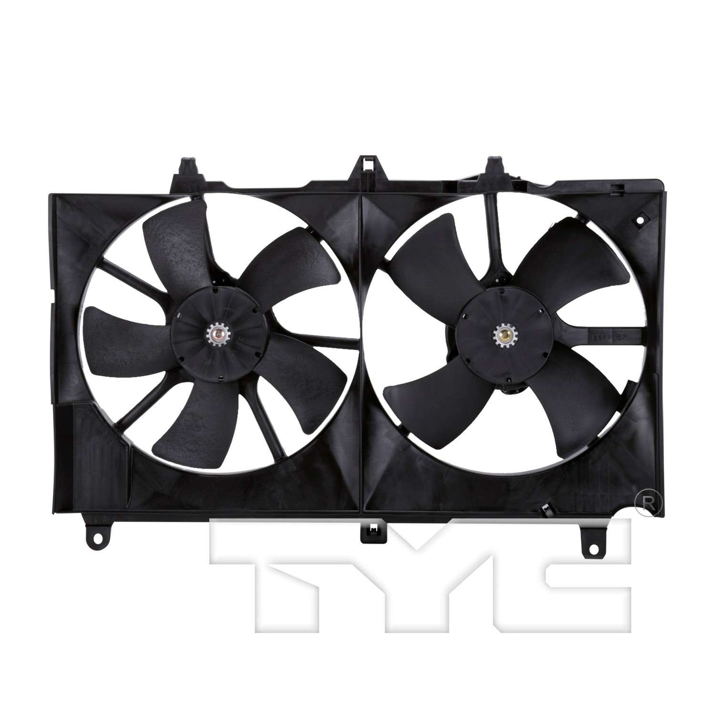 Front View of Dual Radiator and Condenser Fan Assembly TYC 620980