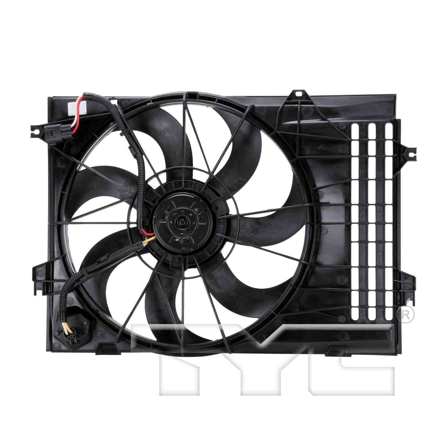 Back View of Dual Radiator and Condenser Fan Assembly TYC 621050