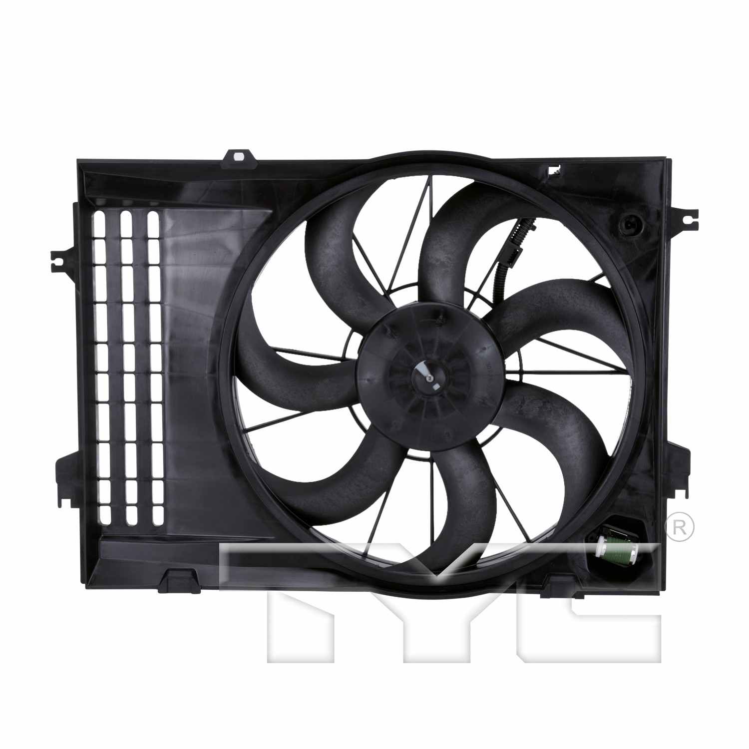 Front View of Dual Radiator and Condenser Fan Assembly TYC 621050