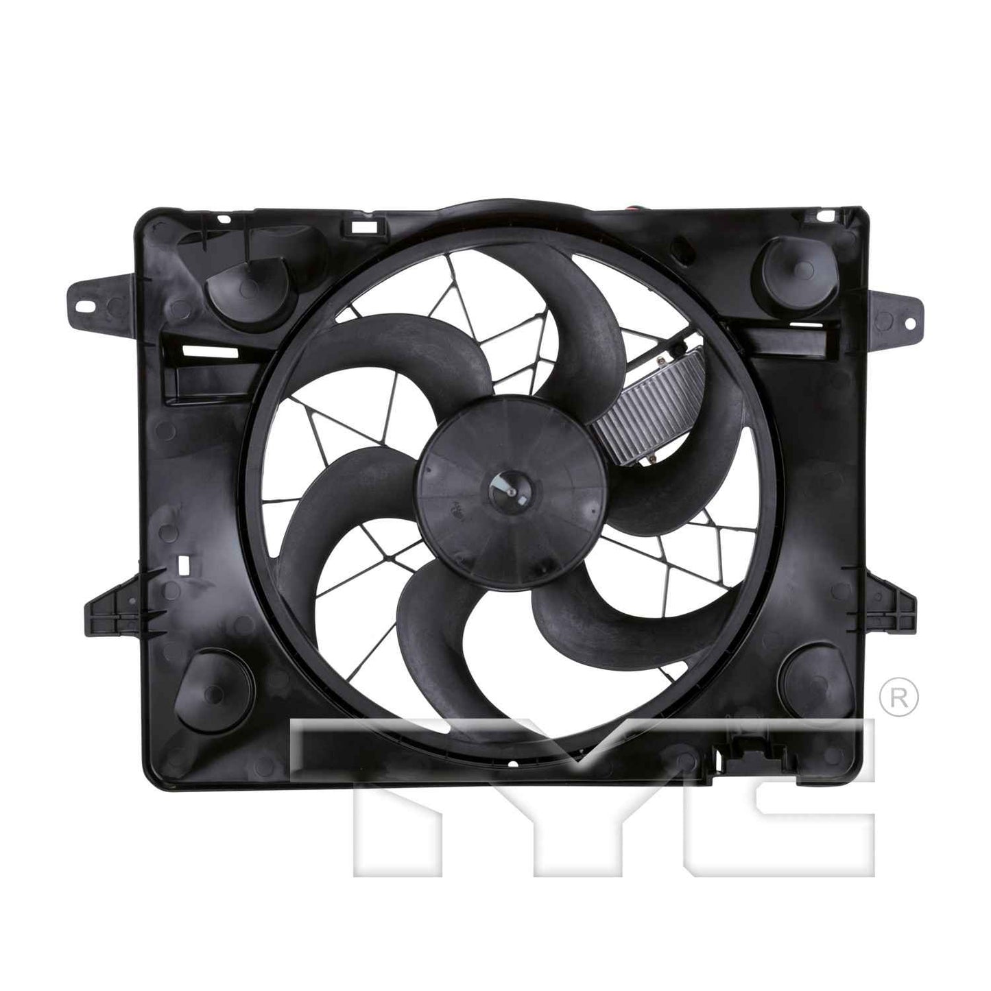 Front View of Dual Radiator and Condenser Fan Assembly TYC 621290