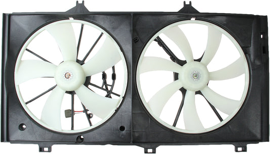 Top View of Dual Radiator and Condenser Fan Assembly TYC 621300