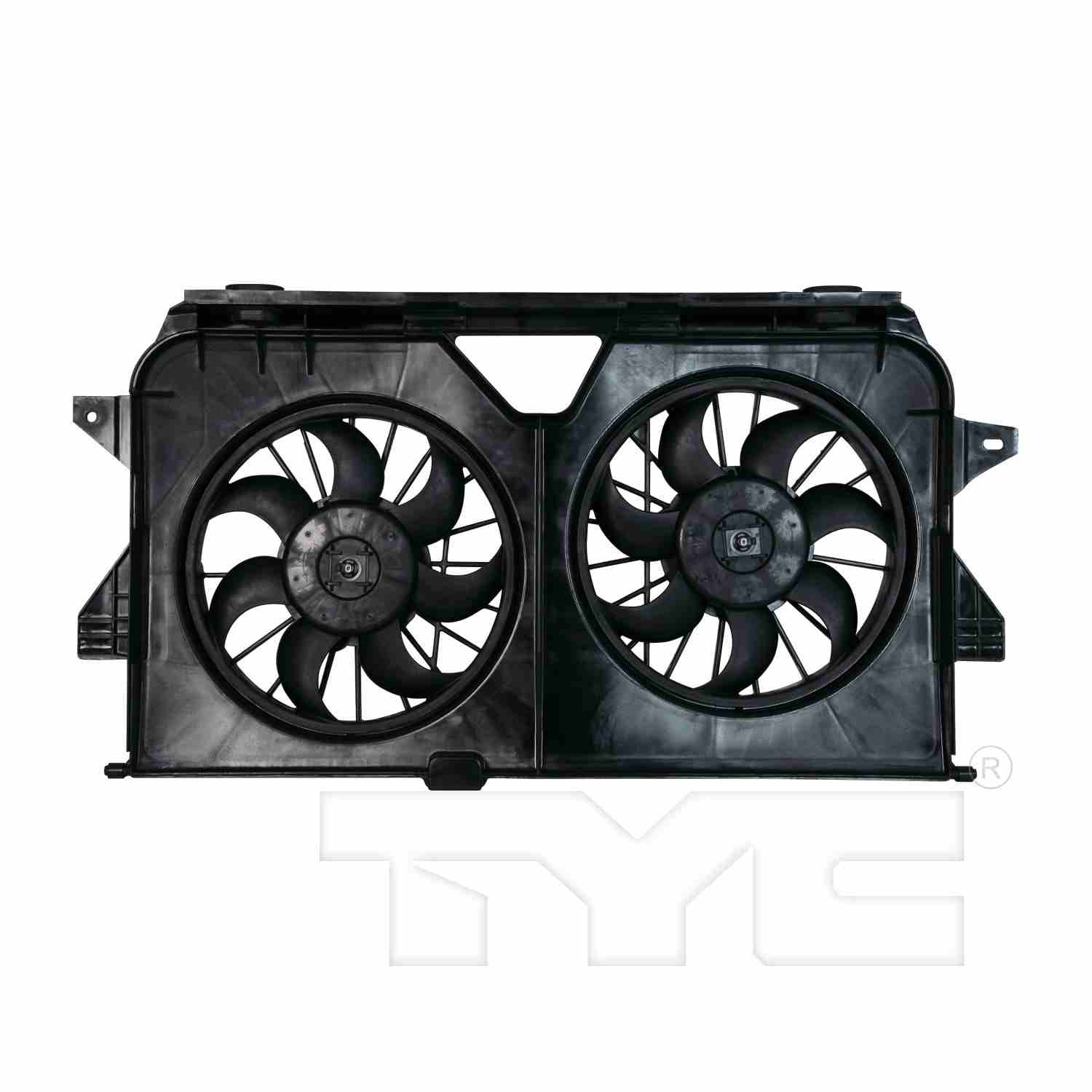 Front View of Dual Radiator and Condenser Fan Assembly TYC 621370