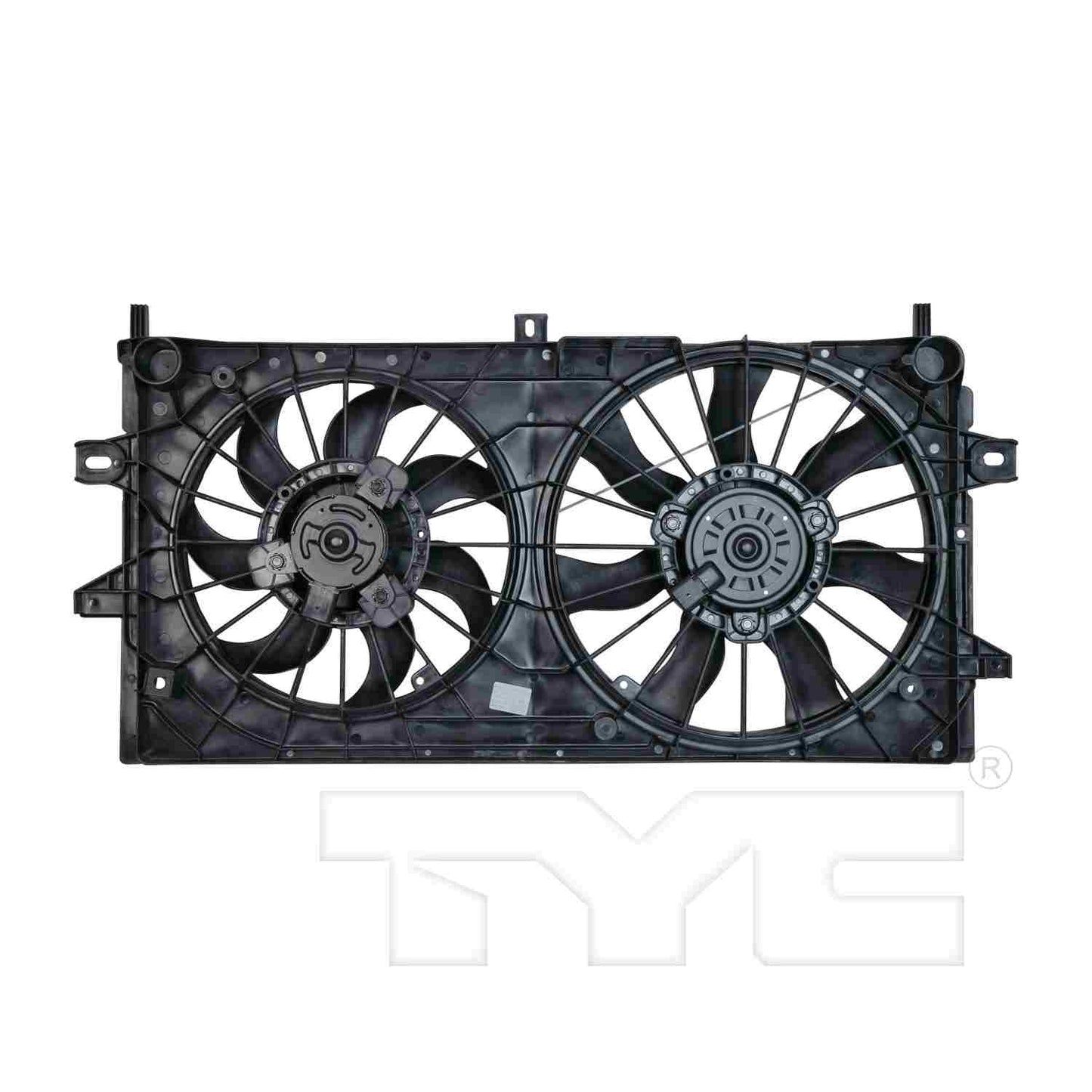 Back View of Dual Radiator and Condenser Fan Assembly TYC 621420